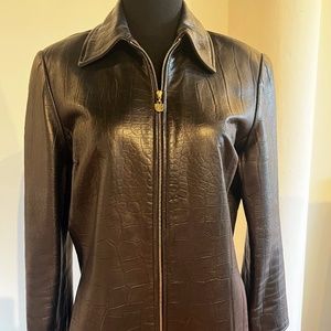 St.John Sport By Marie Gray Black Leather Jacket